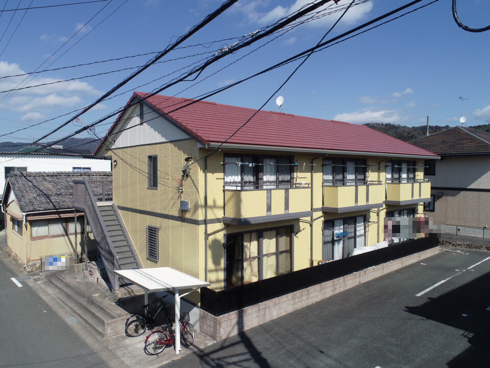 豊川市御油町 アパートの屋根・外壁塗装、シーリング工事です