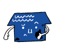 傷んで悲しそうな家のイラスト