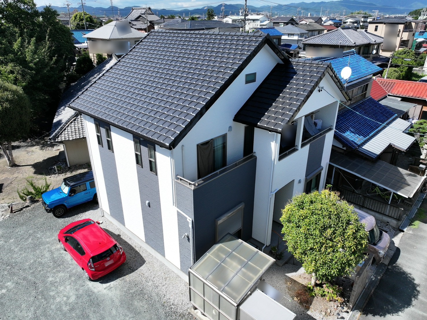 豊川市小坂井町｜林工築12年の外壁塗装【グレー/ホワイト系】